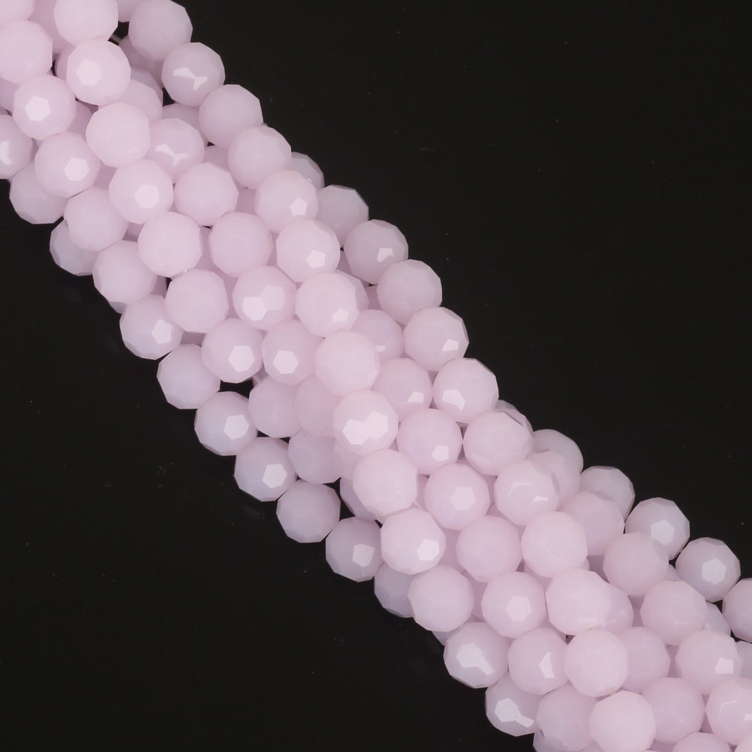 100個 - ライトピンク 翡翠 ガラス クリスタル ロンデル ビーズ