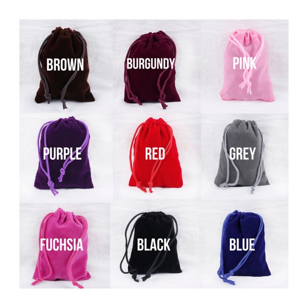 10pcs Smooth Velvet Bags 4 TAILLES - Velvet Drawstring Bag - Velvet Jewelry Bag - Velvet Gift Bag - Mojo Bags - Velvet Pouches