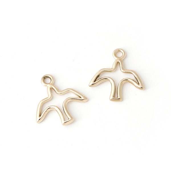 10pcs Gold Bird Charm - Gold Swallow Charm - Gold Dove Charm - Pendentif en or - 16x17mm