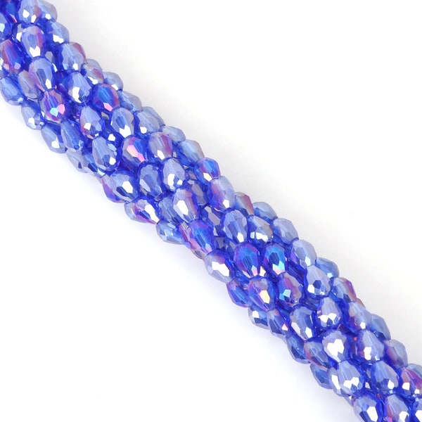 Perles de prisme de cristal bleu AB - Perles de larme bleue de cristal - Briolettes bleu cristal - Perles de verre bleues - 5mm 6mm 7mm