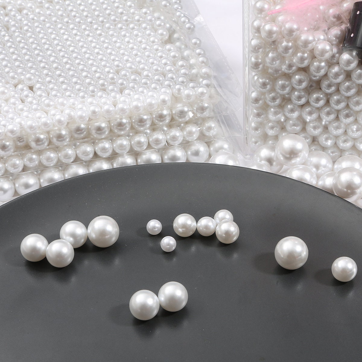 2-18mm Ivory Faux Pearls Round Smooth Ivory ABS Imitation Pearls Bulk Pearls  Wholesale Pearls 