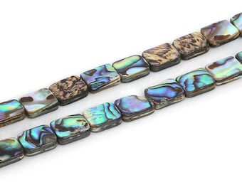 12x12mm Quadratische Abalone Natürliche Muschelperlen, 3mm Dicke, 15" Strang ca. 32 Perlen