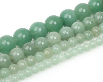 Natural Multi Tones Green Jade Beads, 4mm 6mm 8mm 10mm, Smooth Polished Round 15 Inch Strand