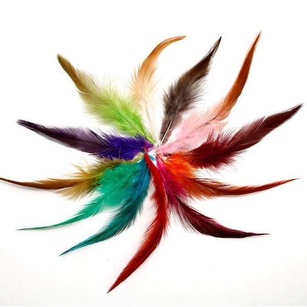 100 Mix Color Rooster Feathers - 4-6 pouces - Plumes lâches - Vraies plumes - Earring Feather Supplies