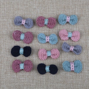 20PCS Small Crochet Bow Charms, Crochet Bowtie, Kids Craft, Scrapbooking, Party, Wedding, DIY Decor, Sewing Embellishment, 3.2cm image 4