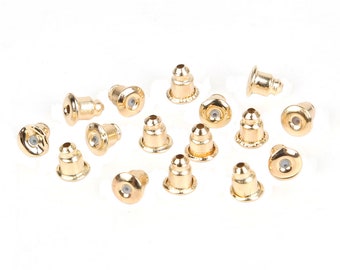 200PCS Gold Plated Earring Studs Back Stoppers 6x5mm Nickel Gratuit