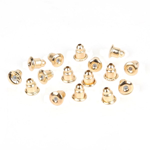 200PCS Gold Plated Earring Studs Back Stoppers 6x5mm Nickel Free
