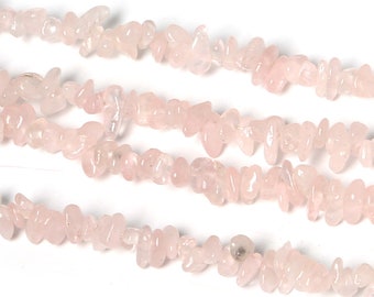 Natural Rose Quartz Chip Beads , 3-5mm in size, 34" strand