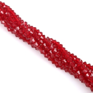 Red Garnet Glass Crystal Bicone Beads, Diamond Cut Faceted Spinel Beads, 3mm 4mm