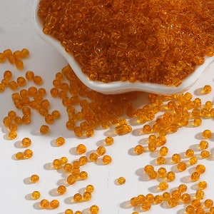 12/0 8/0 6/0 Light Orange Clear Czech Seed Beads 2mm 3mm 4mm - Light Orange Clear Rocailles - Light Orange Transparent Seed Beads