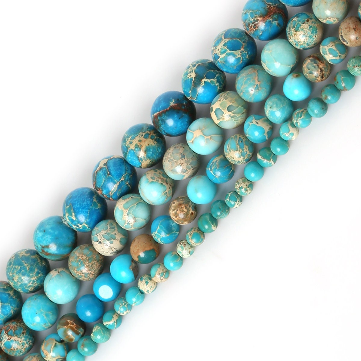 Natural African Blue Turquoise Opal Beads, Beige and Cream Round Jaspe – A  Girls Gems