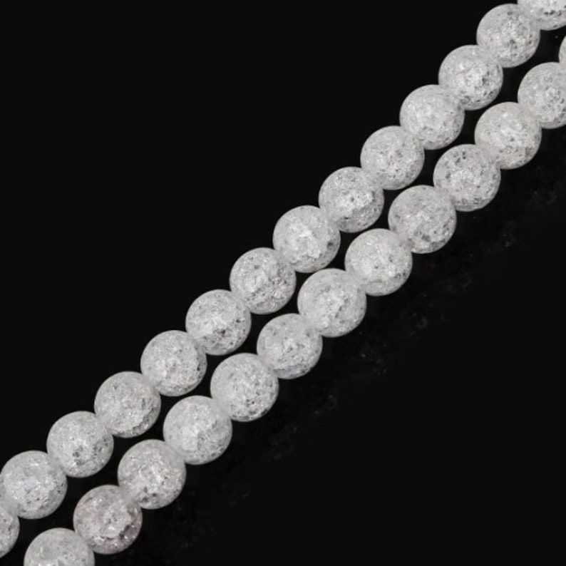 Clear White Gemstone Round Crackle Cracked Crystal Stone Strand Beads 4mm 6mm 8mm 10mm 12mm For DIY Beading Jewelry Making image 2