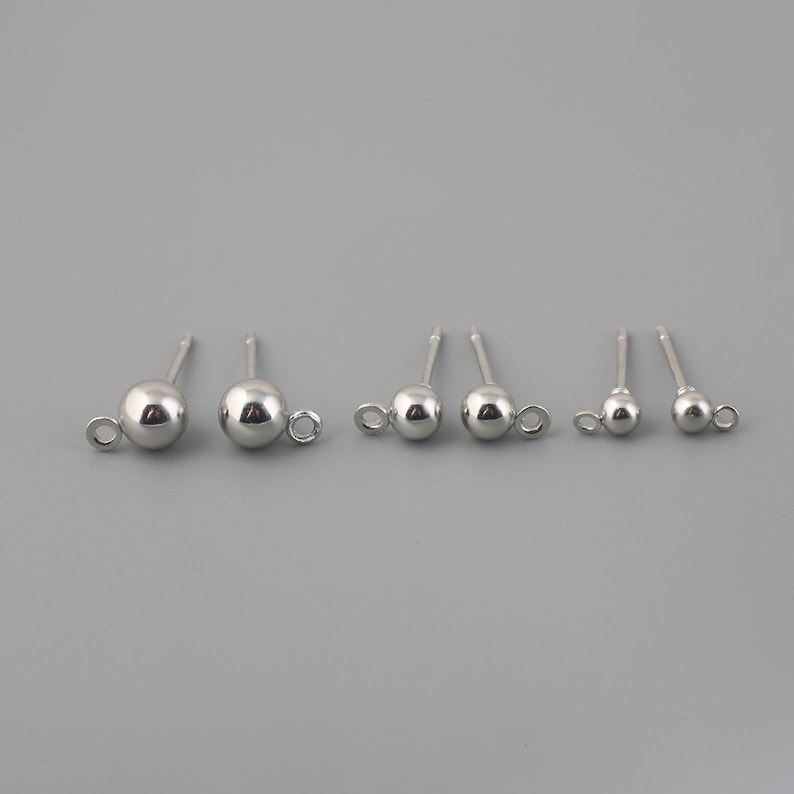 50 stuks Ball Earring Post Studs met lus, keuze uit 3 kleuren en maten, 14-15 mm afbeelding 9