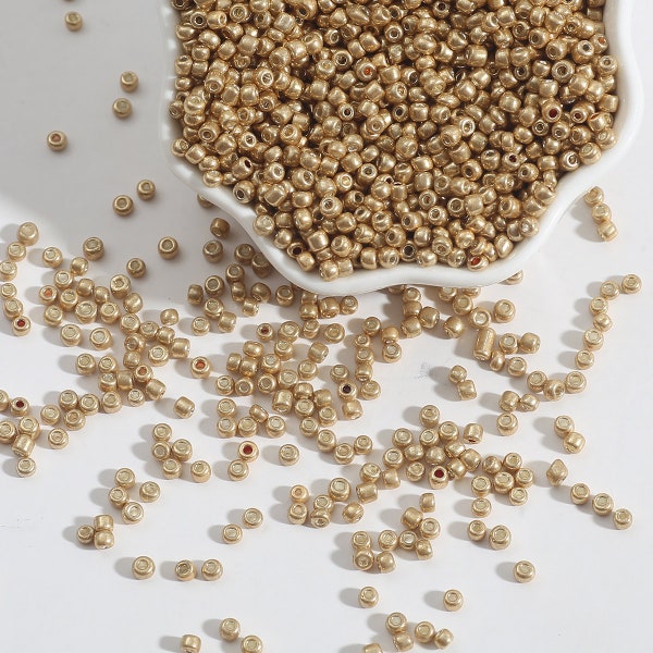 12/0 8/0 6/0 Gold Seed Beads 2mm 3mm 4mm - Gold Rocailles - Gold Metallic Seed Beads - 15 Grams per Order