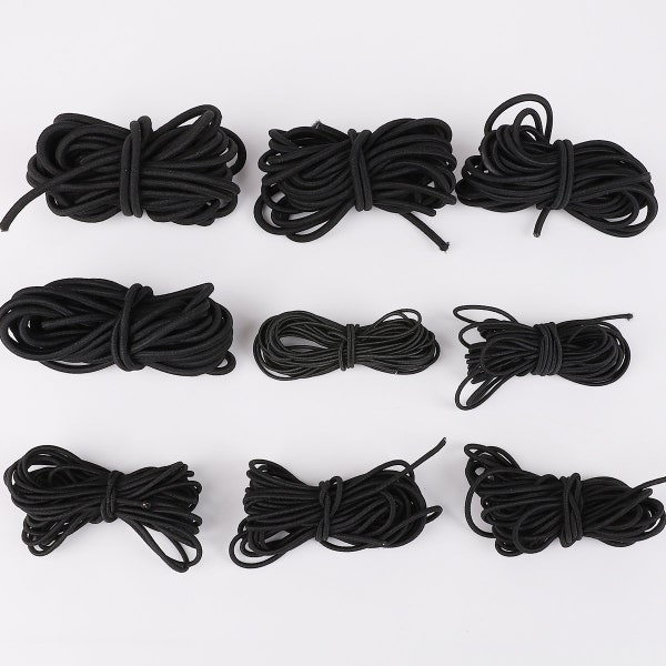 1/1.5/2/2.5/3/4/5mm Black Elastic Cord - Thick Elastic Rope - Multi Color Beading Cord - Choose Color Elastic Thread - 2 Meters