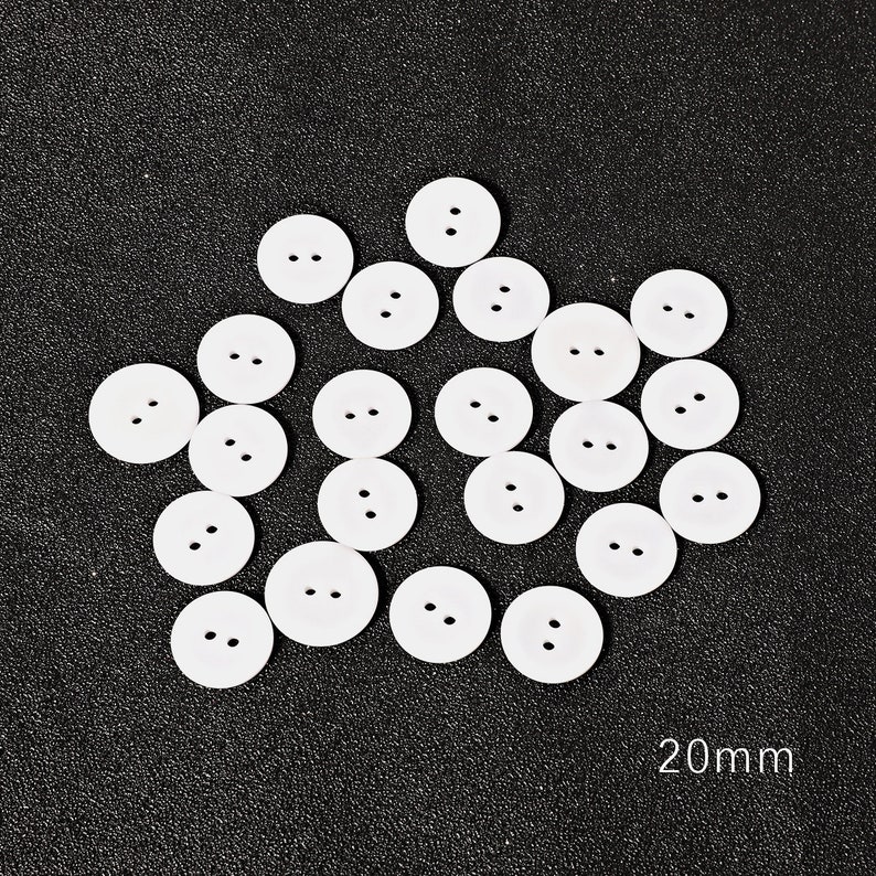 Round Plastic Buttons 8 SIZES White Two Hole Buttons 9mm 10mm 11.5mm 15mm 18mm 20mm 23mm 25mm White Sewing Buttons