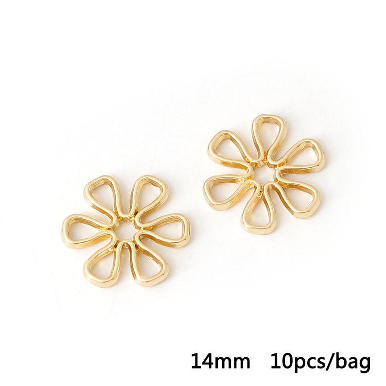 10 Gold Flower Charms 4 Styles, Floral Charm, Gold Charms, Earring Charms image 4