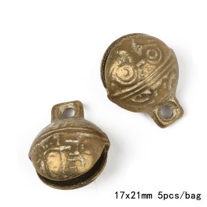Campana di tigre in ottone di 6 dimensioni Campana per animali domestici Jingle Bell Campana in bronzo antico immagine 9