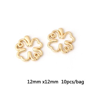 10 Gold Flower Charms 4 Styles, Floral Charm, Gold Charms, Earring Charms image 6