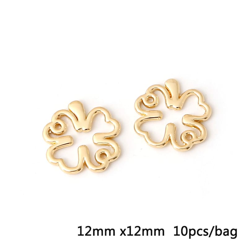 10 Gold Flower Charms 4 Styles, Floral Charm, Gold Charms, Earring Charms image 6
