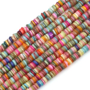 8mm Light Rainbow Natural Shell Heishi Beads, Rainbow Beads, Rainbow Shell, Rainbow Heishi, 180-190 pieces, 15" Strand