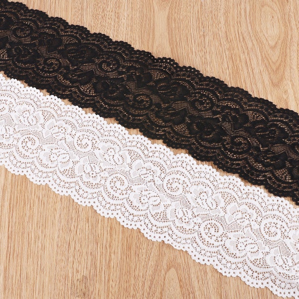 Rouleau de ruban de dentelle blanche noire de 10cm | Rouleau de dentelle ornementale | Rouleau décoratif de dentelle | Emballage cadeau et emballage dentelle | mariage