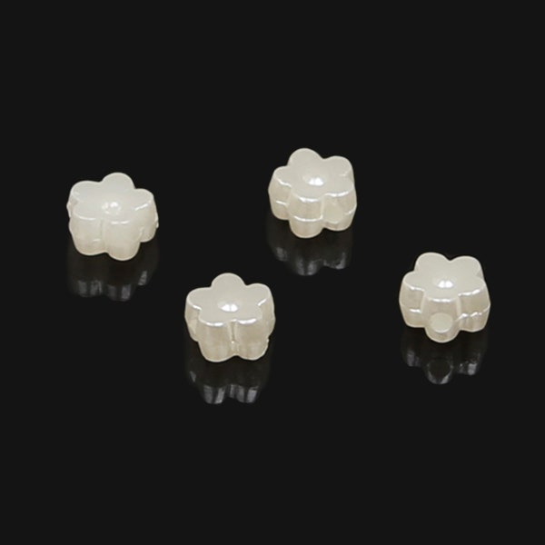 100pcs White Flower ABS Pearl Beads - 6mm - Headpiece Supply