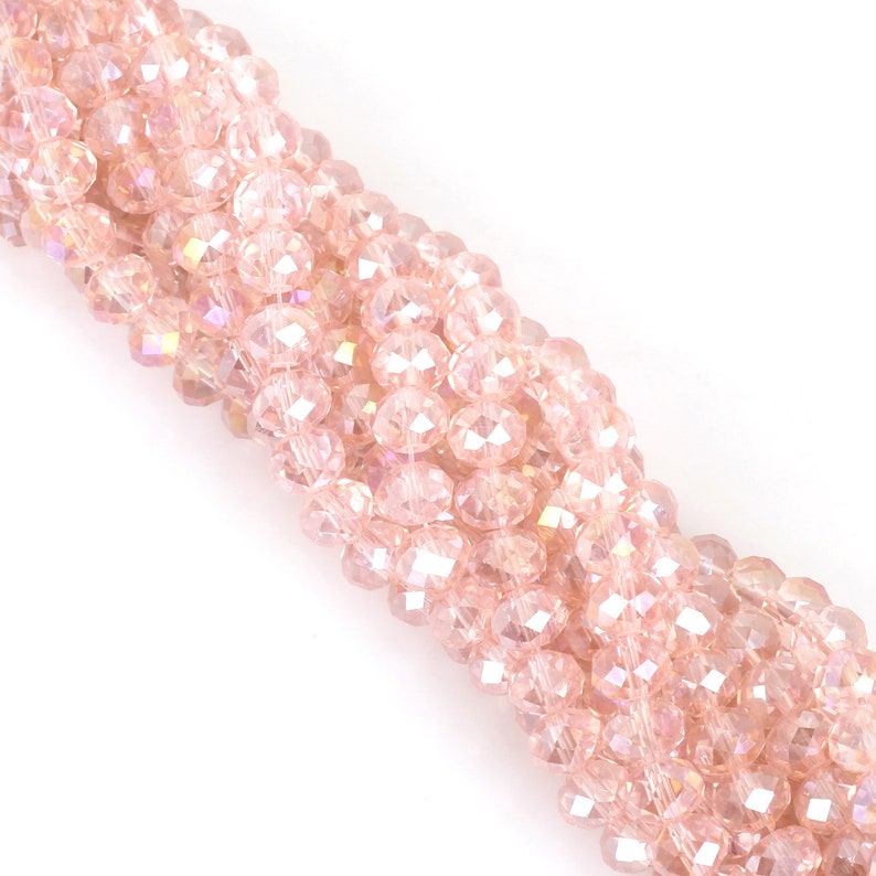Light Pink AB Clear Glass Crystal Rondelle Beads Natural Etsy