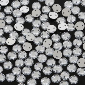 6/8/10/12/14/16/18/20mm Cucito trasparente su schiena piatta acrilico rotondo strass di cristallo