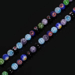 Perles rondes de verre de fleur de Millefiori, perles colorées, 4mm 6mm 8mm 10mm image 3