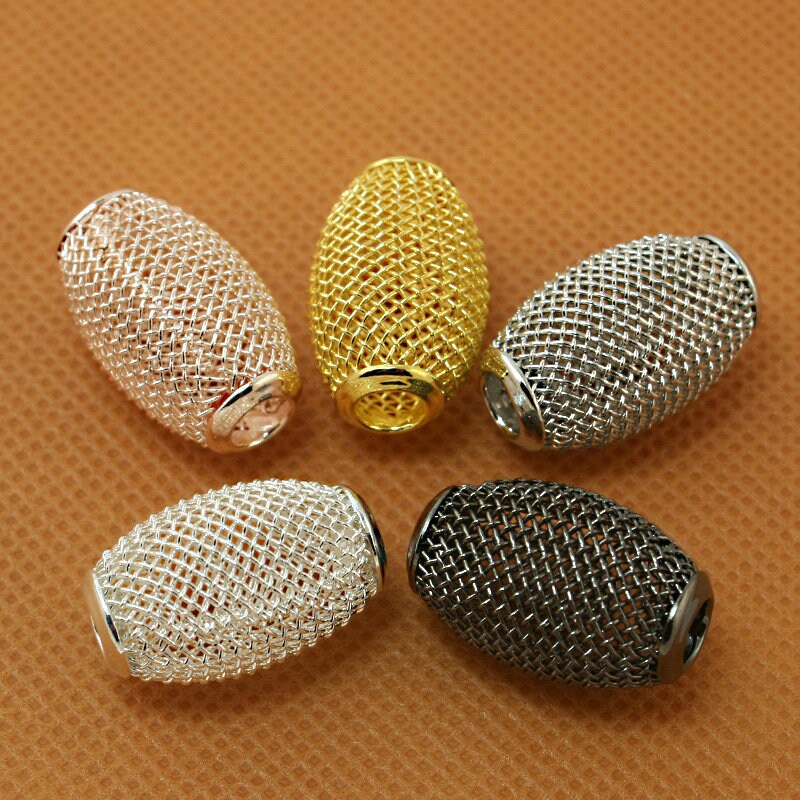 4個 - CZ マイクロパヴェフラットオーバルビーズ、キュービック