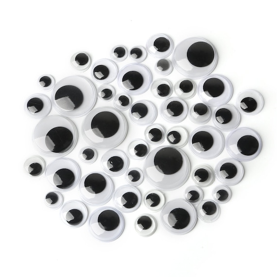 100pcs MIX SIZE Googly Wiggly Eyes Assorted Flatback Plastic Black