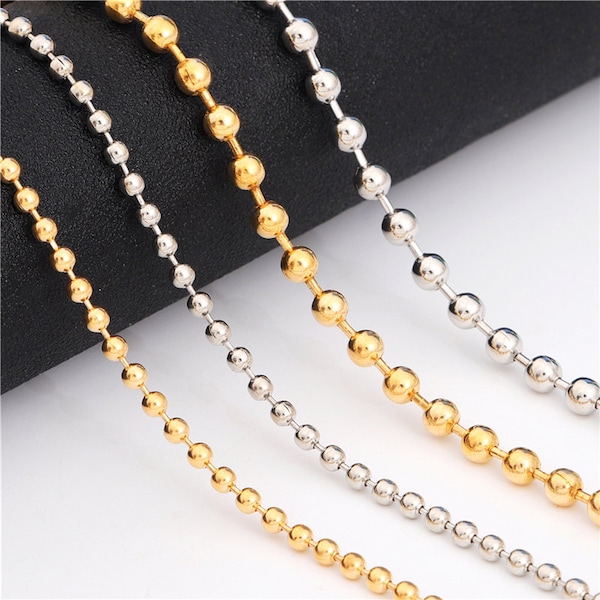 3mm 4mm 5mm Ball Bead Chains en or et argent - Ball Chain - Ball Style Chain - Jewelry Findings DIY - Fabrication de bijoux