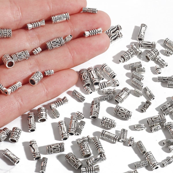 50/100pcs Silver Tube Spacer - Barrel Spacer Beads - Tube Spacer Beads - Round Barrel Beads