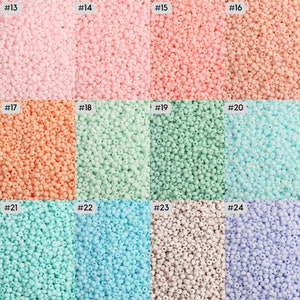Perline di semi di colore crema opaco da 2 mm 3 mm 8/0 12/0 Perline di semi di alta qualità in colori cremosi Perline di semi di colore pastello Perline pastello Colorate immagine 3