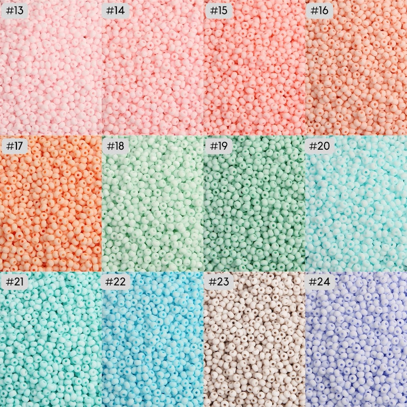 Perles de graines de couleur crème mate de 2 mm 3 mm 8/0 12/0 Perles de graines de haute qualité dans des couleurs crémeuses Perles de graines de couleur pastel Perles pastel Colorées image 3