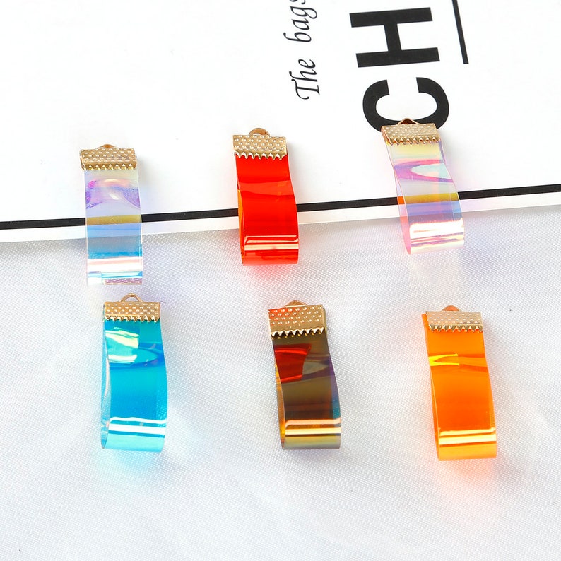 10pc Jelly Loop Charms Iridescent Plastic Charm 90s Supplies Etsy