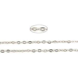 May include: Silver chain with oval links. The chain is made of metal and has a polished finish.