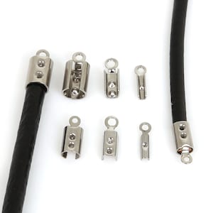 30 pcs Stainless Steel Silver Fold Over Crimp Cord End Findings Leather Clasp Tip End For Jewelry Making DIY Bracelet Necklace Connector