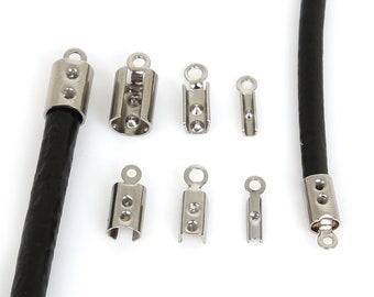 30 Stück Edelstahl Silber Fold Over Crimp Cord End findings Lederverschluss Spitze Ende für Schmuckherstellung DIY Armband Halskette Verbinder