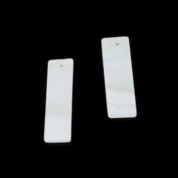 20pcs Natural White Shell Rectangle Perles - White Rectangle Charm - Rectangle Shell - Nacre - 7x30mm