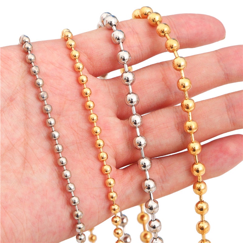 3mm 4mm 5mm Ball Bead Chains in Gold and Silver Ball Chain Etsy