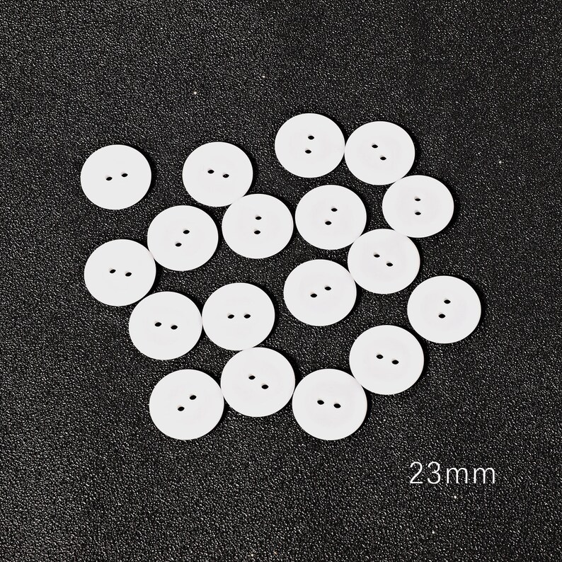 Round Plastic Buttons 8 SIZES White Two Hole Buttons 9mm 10mm 11.5mm 15mm 18mm 20mm 23mm 25mm White Sewing Buttons