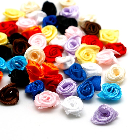 BULK Satin Flowers 1.5cm 2cm 3cm Ribbon Bows Satin Ribbon Flower