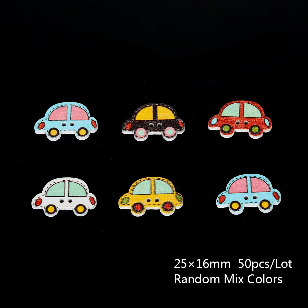 50pcs - Car Theme Wooden Buttons - Two Hole Mix Car Buttons - Car ...