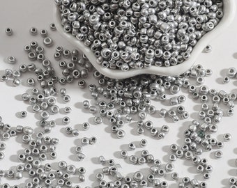 12/0 8/0 6/0 Rhodium Seed Beads 2mm 3mm 4mm - Rhodium Rocailles - Rhodium Metallic Seed Beads - 15 Grams per Order