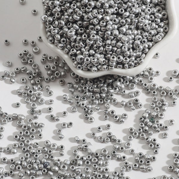 12/0 8/0 6/0 Rhodium Seed Beads 2mm 3mm 4mm - Rhodium Rocailles - Rhodium Metallic Seed Beads - 15 Grams per Order