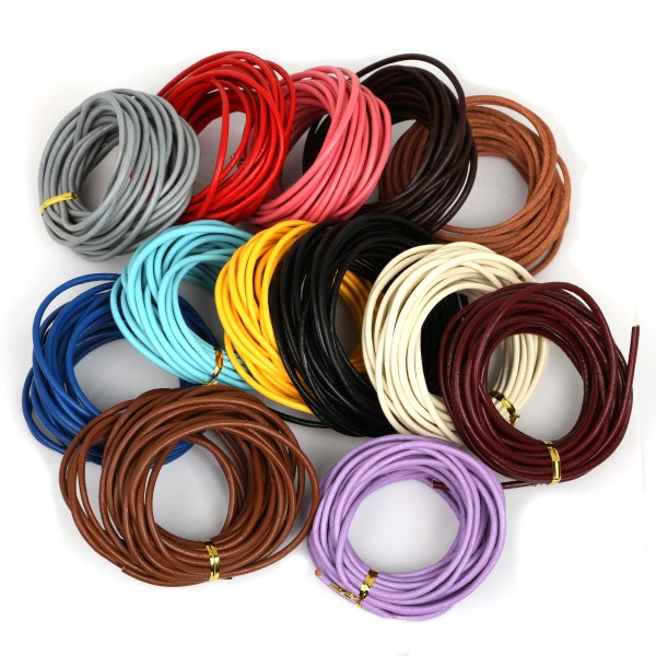 1/1.5/2/3mm Round Leather Cord - 16 Colors - Bracelet Leather Cord - Boho Cord - 5 Meters