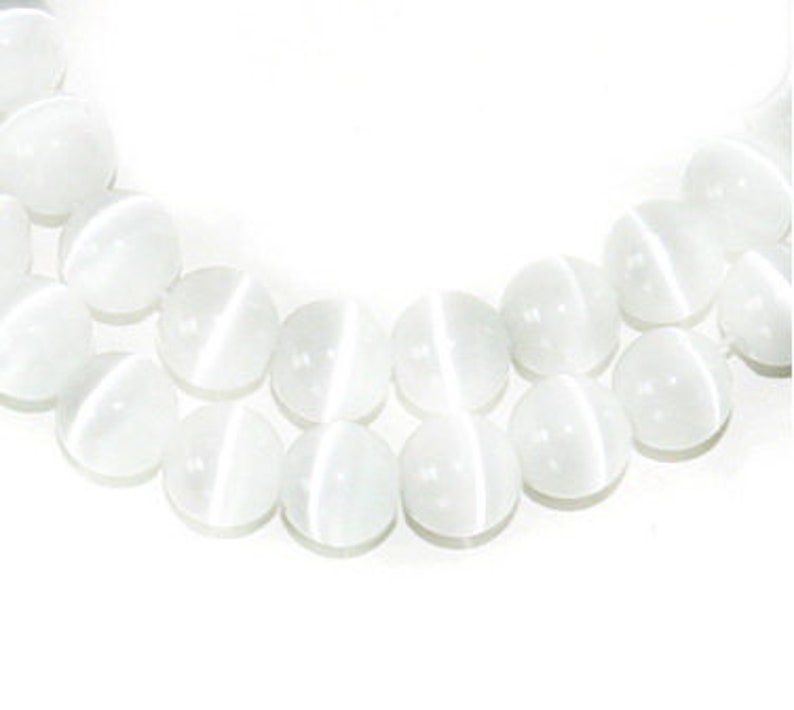 White Cat Eye Beads 4mm 6mm 8mm 10mm 12mm Loose Gemstone Round Etsy