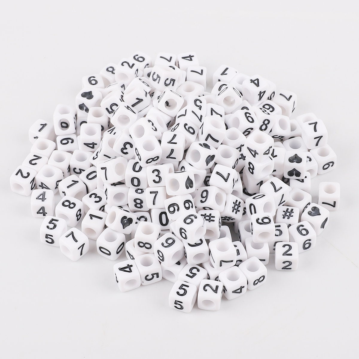 Moon, Star, Heart, Flower Cube Beads, Alphabet Beads, Black and White  Letter Beads, 7mm Beads, Fun Beads, DIY Beads, Name Beads, Word Beads